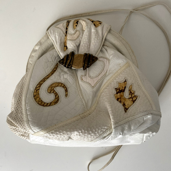 SHARIF Bag Handbag Purse Shoulder Snake Print White Crossbody White Coin Purse - Picture 2 of 15